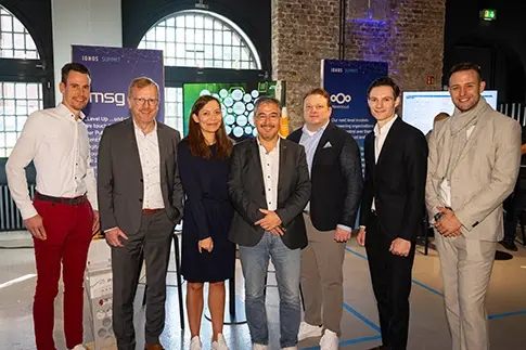 IONOS Summit Berlin, v.l.n.r: Stefan Böttcher, Head of International Sales & Alliances IONOS, Helmut Lämmermeier, Geschäftsleitung msg Public Sector, Heike Krause, Leitung Marketing msg Public Sector, Shinja Strasser, Abteilungsleiter msg Public Sector, Jan Schruf, Head of Public Sales IONOS, Wolf Schumacher, Head of Global Alliances IONOS und Alexander Wiermann, Senior Cloud Solution Partner Development Manager IONOS. IONOS Summit Berlin, v.l.n.r: Stefan Böttcher, Head of International Sales & Alliances IONOS, Helmut Lämmermeier, Geschäftsleitung msg Public Sector, Heike Krause, Leitung Marketing msg Public Sector, Shinja Strasser, Abteilungsleiter msg Public Sector, Jan Schruf, Head of Public Sales IONOS, Wolf Schumacher, Head of Global Alliances IONOS und Alexander Wiermann, Senior Cloud Solution Partner Development Manager IONOS.
