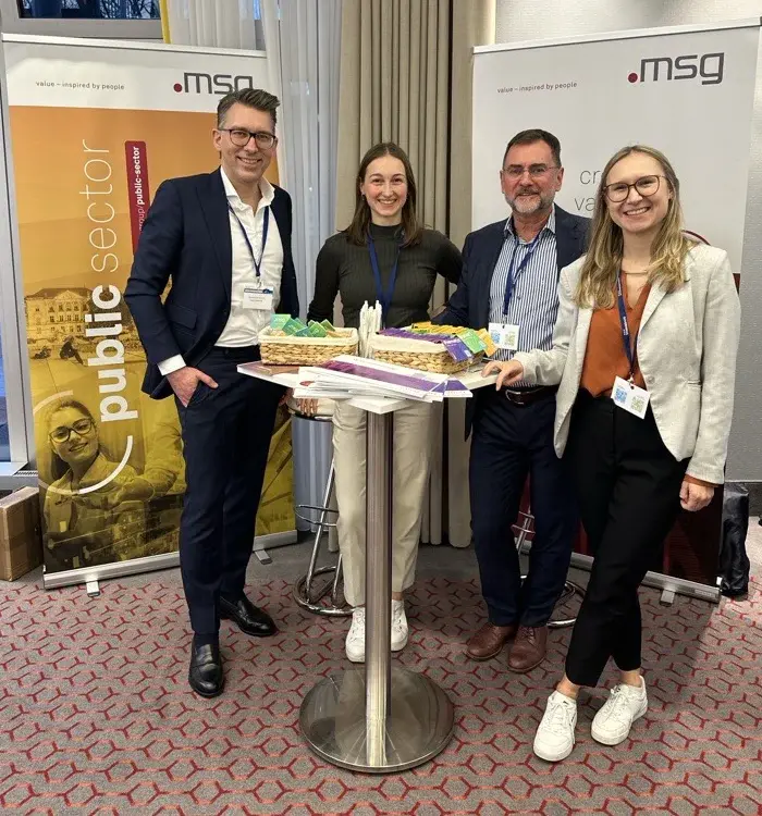 v.l.n.r.: msg-Team: Nils-Alexander Fleischer, Eva Klinger, Werner Achtert und Nadine Altinger v.l.n.r.: msg-Team: Nils-Alexander Fleischer, Eva Klinger, Werner Achtert und Nadine Altinger