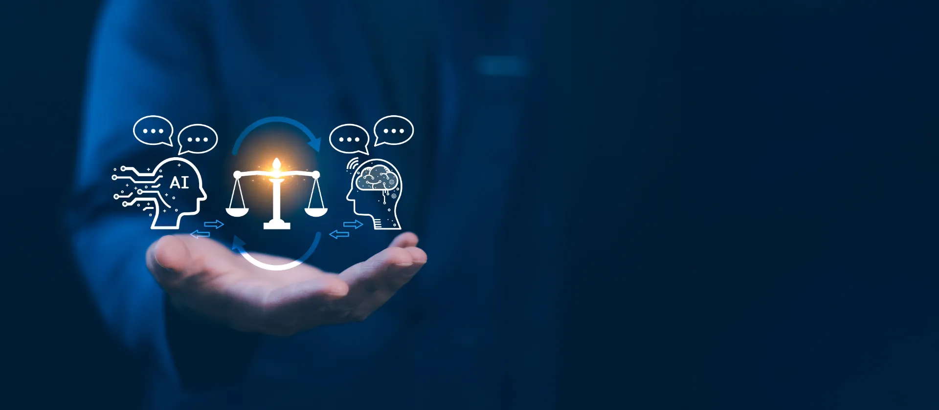 AI ethics or AI Law concept. Developing AI codes of ethics. Compliance, regulation, standard , business policy and responsibility for guarding against unintended bias in machine learning algorithms. 