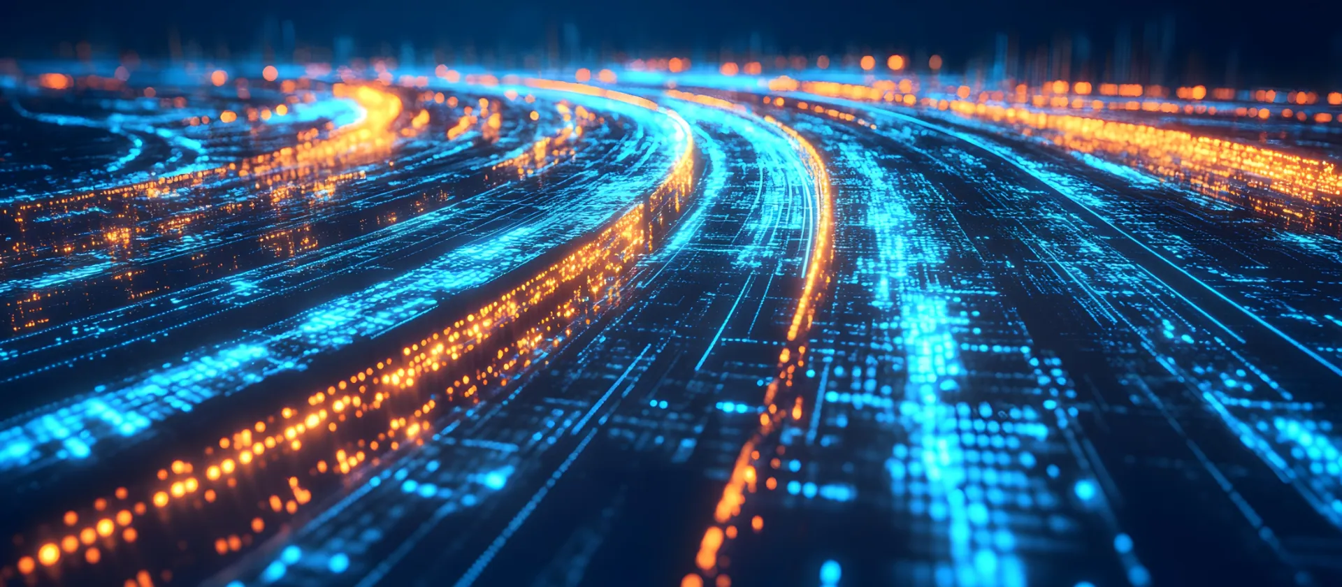 Dynamic Digital Data Streams Flowing in a Futuristic Network 