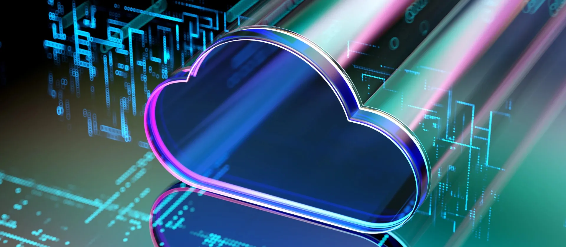 Angedeutete Cloud-Wolke vor futuristischem Hintergrund