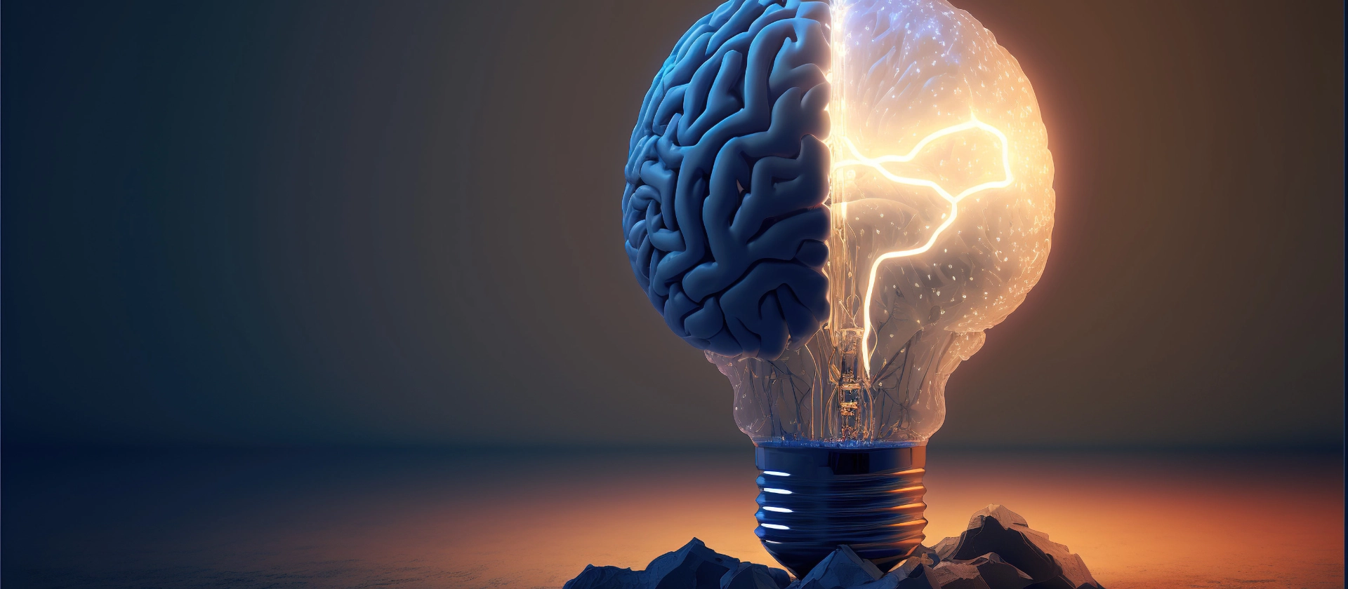 Heruntergeladen Creative Idea with Brain and Light Bulb Illustration, with Generative AI Technology