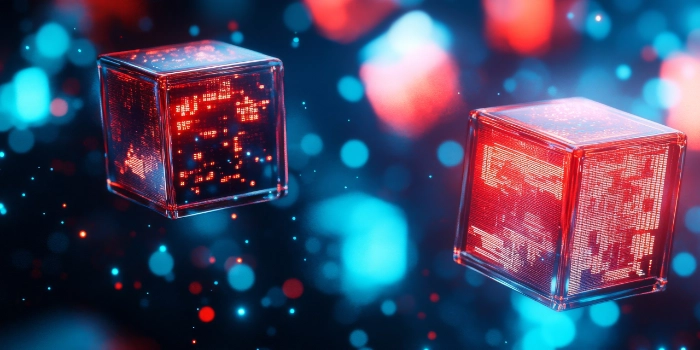 Abstract digital data cubes in a virtual space 