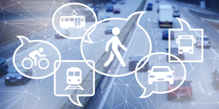 Sprechblasen mit Verkehrsteilnehmern