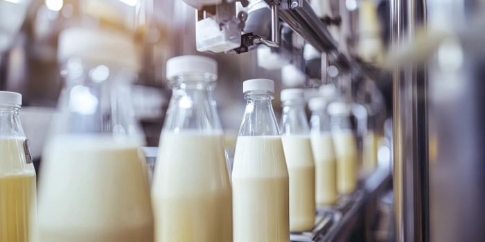 Milchflaschen Abfüllung Produktionsband