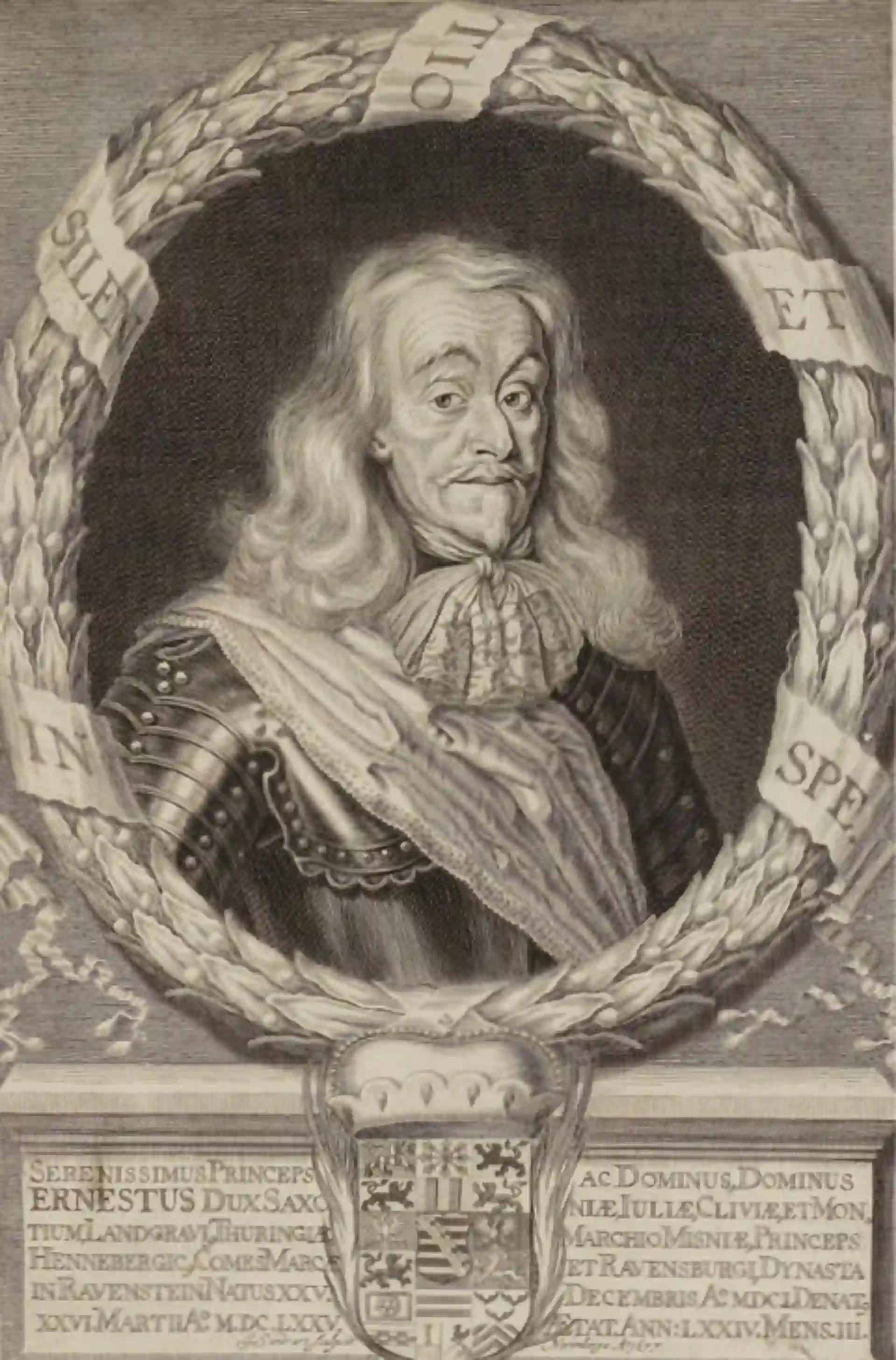 Kupferstich von Herzog Ernst I von Sachsen-Gotha-Altenburg aus dem Jahr 1677 