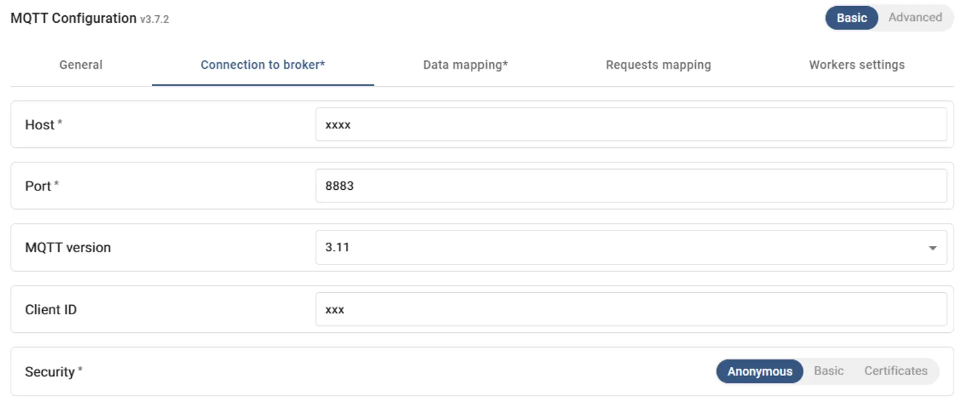 Figure 2: MQTT Configuration Set-Up