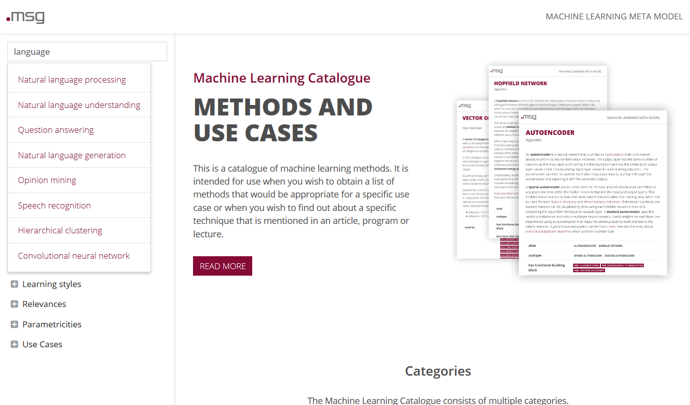 Machine Learning Catalogue