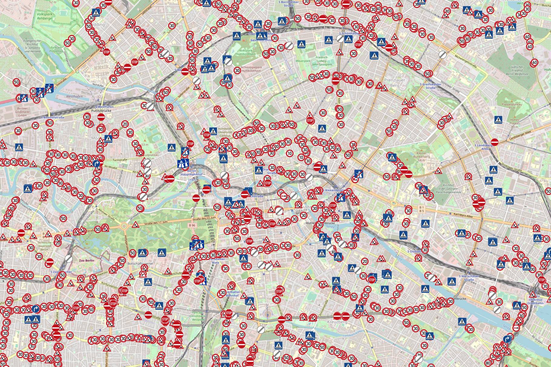 auszug verkehrsschilder im zentrum berlin