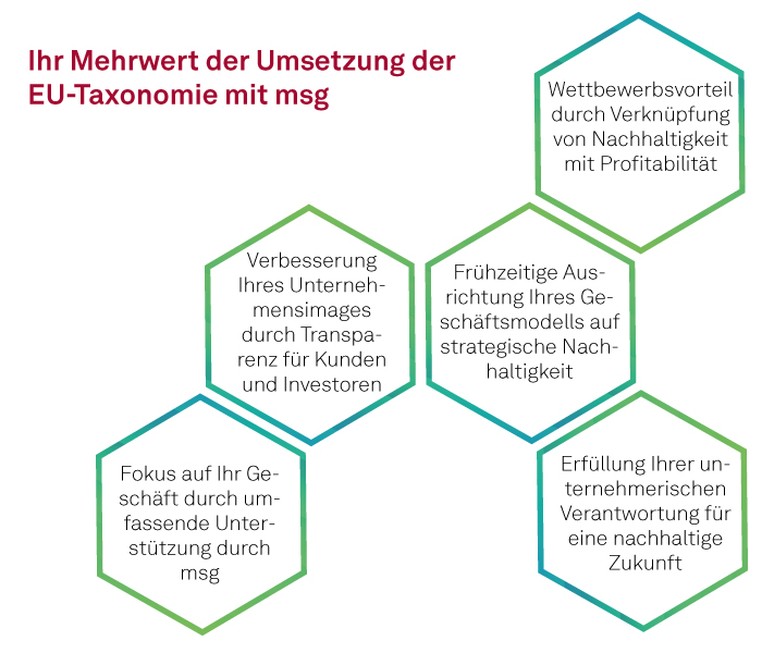 Ihr Mehrwert bei der Umsetzung der EU-Taxonomie mit msg