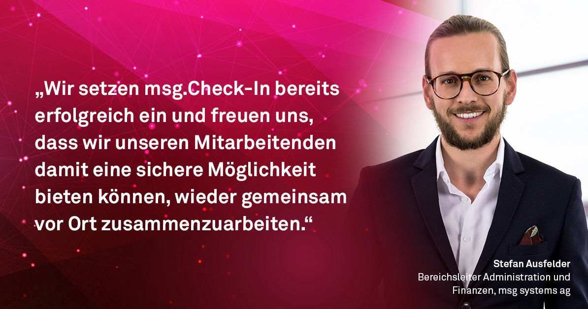 Stefan Ausfelder msgCheck In App Belegungstool Zitat